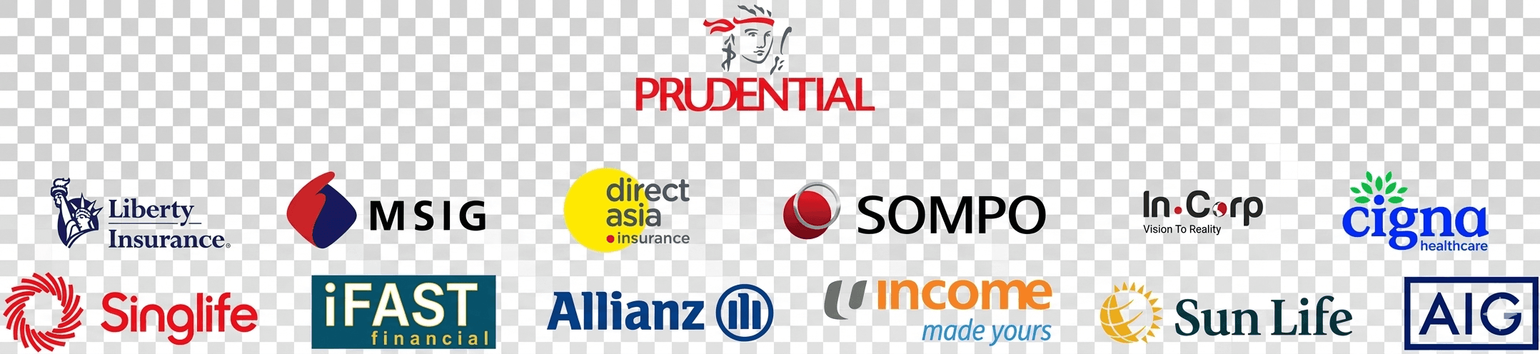 Insurance Partners - Prudential, Liberty, MSIG, Direct Asia, Sompo, InCorp, Cigna, Sinolife, iFAST, Allianz, Income, Sun Life, AIG